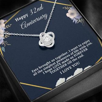 32 Year Anniversary Gift For Wife, 32 Years Together, For 32Nd Anniversary, Anniversary Gift For, Anniversary For Her Love Knot Necklace - Thegiftio UK