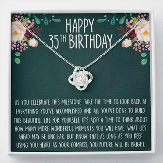 35Th Birthday Gift Necklace, Cute Birthday Gift, Jewelry Gift For Her, 35 Years Old Gift, Love Knot Necklace, Custom Gift Card - Thegiftio UK