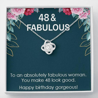 48Th Birthday Gift For Womens, Turning 48 & Fabulous Necklace Gift, 48 Years Old Gift For Wife, Love Knot Necklace - Thegiftio UK