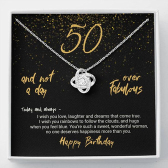 50Th Birthday Gift Not A Day Over Fabulous Love Knot Necklace - Thegiftio UK