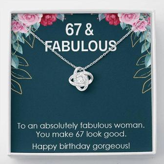 67Th Birthday Gift For Womens, Turning 67 & Fabulous Necklace Gift, 67 Years Old Gift For Mom Grandma, Love Knot Necklace - Thegiftio UK