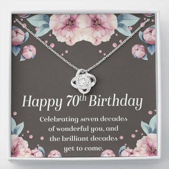 70Th Birthday Gifts For Women Necklace, Necklace For Her Mom Grandma, 7 Decade Jewelry 70 Years Old, Love Knot Necklace - Thegiftio UK