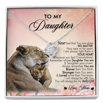 To My Daughter From Mother Lion Mom And Daughter Love Knot Necklace - Thegiftio UK