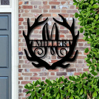 Antler Letters, Antler Last Name Sign, Antler Last Name, Antler Monogram Wreath, Metal Name Signs Antlers, Metal Signs For Nursery - Thegiftio UK