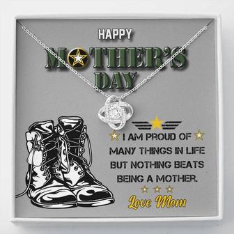 Army Mom Gift - Nothing Beats Being A Mother - The Love Knot Necklace - Thegiftio UK