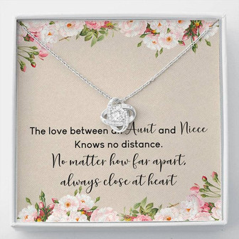 Aunt And Niece The Love No Distance Love Knot Necklace Mother's Day Message Card - Thegiftio UK