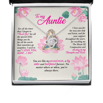 Aunt Necklace, Gift For Your Beautiful Auntie On Mother’S Day With Lotus Illustration Necklace - Thegiftio UK