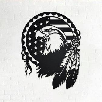 Bald Eagle Metal Wall Art, Bald Eagle Sign Decoration For Room, Bald Eagle Home Decor, Bald Eagle With Flag US, Bald Eagle Lover Gift - Thegiftio UK