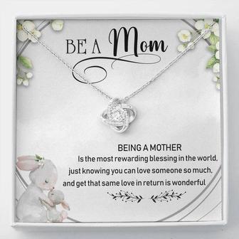 Be A Mom Love Knot Necklace Message Card - Thegiftio UK