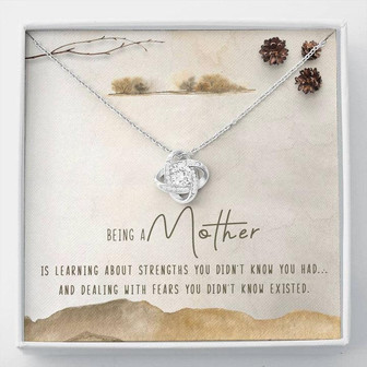 Being A Mother Love Knot Necklace Message Card - Thegiftio UK