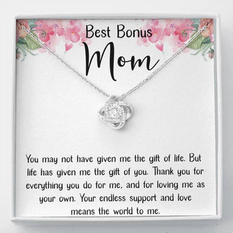 Best Bonus Mom Love Knot Necklace Message Card - Thegiftio UK
