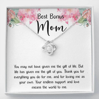 Best Bonus Mom Love Knot Necklace Mother's Day Message Card Gift - Thegiftio UK