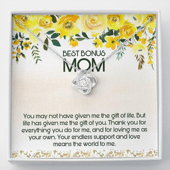 Best Bonus Mom Love Knot Necklace Mother's Day Message Card - Thegiftio UK