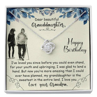 Best Gift For Granddaughters Love-Knot Necklace With Pod Message Card - Thegiftio