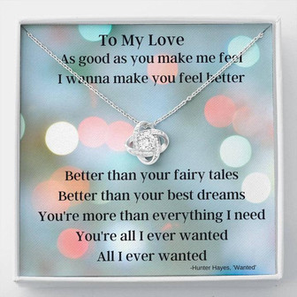 Better Than Your Best Dreams Love Knot Necklace For Love; White Gold With Cubic Zirconia Center - Thegiftio