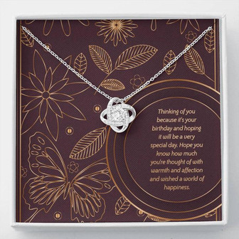 Birthday Edition Wishing You A World Of Happiness Mom! - Love Knot Necklace - Thegiftio UK