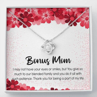 Bonus Mom Love Knot Necklace Message Card - Thegiftio UK