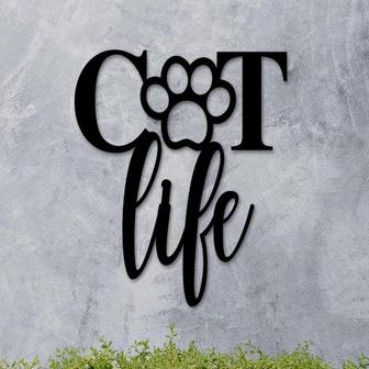 Cat Life Sign, Cat Life, Cat Lovers Sign, Cat Paw Print Sign, Metal Paw Print, Metal Sign, Pet Owner Sign, Gift for Animal Lover, Wall Art - Thegiftio UK