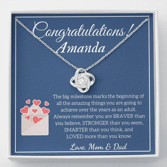Congratulations! Amanda - Love, Mom & Dad - Love Knot Necklace - Thegiftio UK