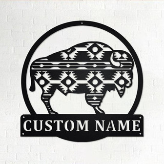 Custom Aztec Buffalo Metal Wall Art, Personalized Aztec Buffalo Name Sign Decoration For Room, Aztec Buffalo Home Decor,Custom Aztec Buffalo - Thegiftio UK