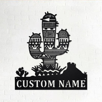 Custom Aztec Cactus Metal Wall Art, Personalized Aztec Cactus Name Sign Decoration For Room, Aztec Cactus Home Decor, Custom Aztec Cactus - Thegiftio UK
