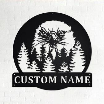 Custom Bald Eagle Forest Metal Wall Art, Personalized Bald Eagle Name Sign Decoration For Room, Bald Eagle Home Decor, Custom Bald Eagle - Thegiftio UK