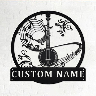 Custom Banjo Metal Wall Art, Personalized Banjo Name Sign Decoration For Room, Banjo Home Decor, Custom Banjo, Banjo Musical Instrument - Thegiftio UK