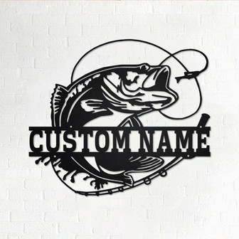 Custom Bass Fishing Metal Wall Art, Personalized Bass Fishing Name Sign Decoration For Room, Bass Fishing Home Decor, Custom Bass Fishing - Thegiftio UK