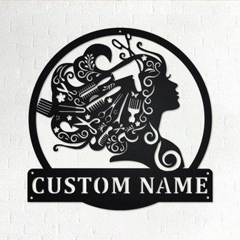 Custom Beauty Salon Girl Hair Metal Wall Art, Personalized Hair Salon Name Sign Decoration For Shop, Hair Salon Shop Decor,Custom Hair Salon - Thegiftio UK