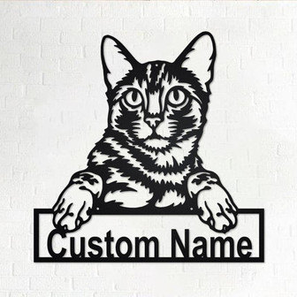 Custom Bengal Cat Metal Wall Art, Personalized Bengal Cat Name Sign Decoration For Room, Bengal Cat Home Decor, Custom Bengal Cat - Thegiftio UK