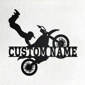 Custom Biker Metal Wall Art, Personalized Dirt Bike Name Sign Decoration For Room, Motorcycle Home Decor Motocross Rider, Custom Dirt Bike - Thegiftio