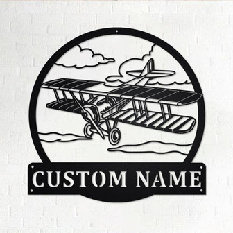 Custom Biplane Metal Wall Art, Personalized Biplane Pilot Name Sign Decoration For Room, Biplane Home Decor, Custom Biplane, Biplane Decor - Thegiftio UK