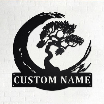 Custom Bonsai Tree Metal Wall Art, Personalized Bonsai Tree Name Sign Decoration For Room, Bonsai Tree Metal Home Decor, Custom Bonsai Tree - Thegiftio