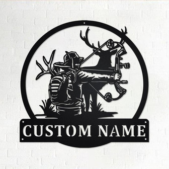 Custom Bow Hunting Metal Wall Art, Personalized Bow Hunting Name Sign Decoration For Room, Deer Bow Hunting Home Decor, Custom Bow Hunting - Thegiftio UK