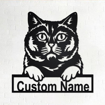 Custom British Shorthair Cat Metal Wall Art, Personalized British Shorthair Cat Name Sign Decoration For Room, British Shorthair Home Decor - Thegiftio