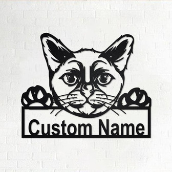 Custom Burmese Cat Metal Wall Art, Personalized Burmese Cat Name Sign Decoration For Room, Burmese Cat Home Decor, Custom Burmese Cat - Thegiftio UK