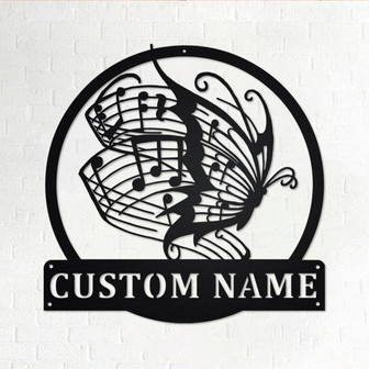 Custom Butterfly Music Metal Wall Art, Personalized Butterfly Music Name Sign Decoration For Room,Butterfly Music Home Decor,Butterfly Music - Thegiftio UK