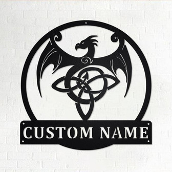 Custom Celtic Dragon Metal Wall Art, Personalized Celtic Dragon Name Sign Decoration For Room, Celtic Dragon Home Decor,Custom Celtic Dragon - Thegiftio UK
