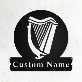 Custom Celtic Harp Metal Wall Art, Personalized Celtic Harp Name Sign Decoration For Room, Celtic Harp Home Decor, Custom Celtic Harp - Thegiftio UK