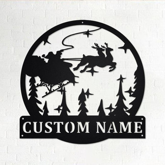 Custom Christmas Scene Metal Wall Art, Personalized Christmas Scene Name Sign Decoration For Room,Christmas Scene Home Decor, Christmas Gift - Thegiftio UK