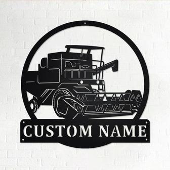 Custom Combine Harvester Metal Wall Art, Personalized Combine Harvester Name Sign Decoration For Room, Combine Harvester Home Decor - Thegiftio UK