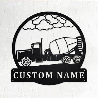 Custom Concrete Truck Metal Wall Art, Personalized Truck Driver Name Sign Decoration For Room, Concrete Truck Home Decor, Custom Truck - Thegiftio UK