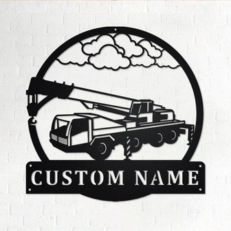 Custom Crain Truck Metal Wall Art, Personalized Truck Driver Name Sign Decoration For Room, Crain Truck Home Decor, Custom Truck - Thegiftio UK