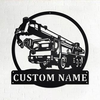 Custom Crane Truck Metal Wall Art, Personalized Crane Truck Name Sign Decoration For Room, Crane Truck Home Decor, Custom Crane Truck - Thegiftio UK
