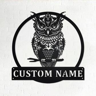 Custom A Dark Owl Metal Wall Art, Personalized Dark Owl Name Sign Decoration For Room, Dark Owl Metal Home Decor, Custom Dark Owl, Dark Owl - Thegiftio UK