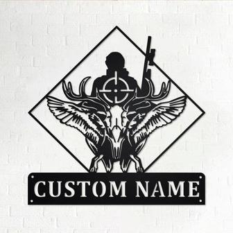 Custom Deer Duck Hunting Metal Wall Art, Personalized Hunter Name Sign Decoration For Room, Hunting Metal Home Decor, Custom Hunting - Thegiftio UK