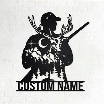Custom Deer Hunter Metal Wall Art, Personalized Deer Hunter Name Sign Decoration For Room, Deer Hunter Home Decor, Custom Deer Hunter - Thegiftio