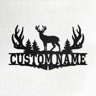 Custom Deer Hunting Frame Metal Wall Art, Personalized Deer Hunter Name Sign Decoration For Room,Deer Hunting Metal Home Decor,Custom Hunter - Thegiftio