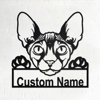 Custom Donskoy Cat Metal Wall Art, Personalized Donskoy Cat Name Sign Decoration For Room, Donskoy Cat Home Decor, Custom Donskoy Cat - Thegiftio UK