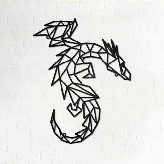 Custom Dragon Geometric Metal Wall Art, Personalized Dragon Name Sign Decoration For Room, Dragon Home Decor, Custom Dragon - Thegiftio UK
